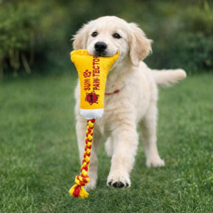 Pawgypets Sun Pawtector Doggo Plush with Rope Toy for Dogs (Yellow)