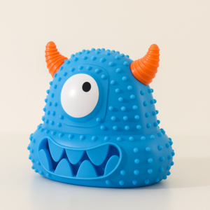 Talking Dog Club Monster Head Tough Rubber Chew Toy for Dogs (Blue)