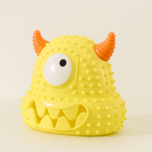 Talking Dog Club Monster Head Tough Rubber Chew Toy for Dogs (Yellow)