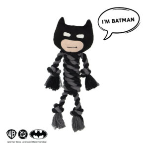 Warner Bros Batman Teething Rope Toy for Dogs and Cats (Black and Grey)
