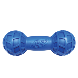 Nerf Bash EXO Micro Squeak Barbell Toy for Dogs (Blue/Green)