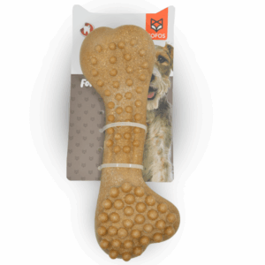 Barkbutler x Fofos Woodplay Brush Bone Toy for Dogs | For Chewers (Brown)