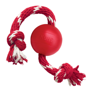 Kong Ball with Rope Toy for Dogs (Red)