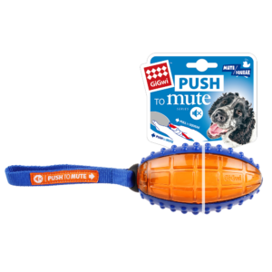 GiGwi Push To Mute Rugby Ball Toy for Dogs (Orange)