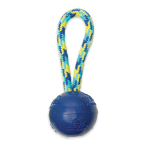 Zeus Rope Ball Tug with Single Hand Loops Toy for Dogs (Blue)