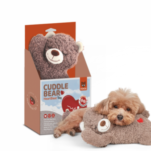 Barkbutler x Fofos Cuddle Bear Heart Beat Toy for Dogs | For Medium Chewers (Brown)
