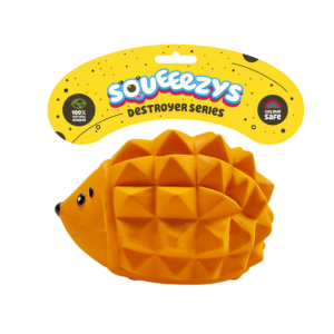 Squeeezys Latex Hedgehog Squeaky Chew Toy for Dogs (Orange)