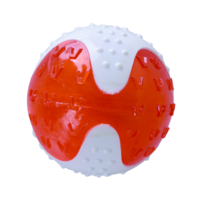 M Pets Yummy Bacon Scented Ball Toy for Dogs (White/Orange)