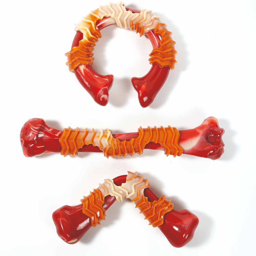 M Pets Carnivore Boomerang Bone Bacon Scented Chew Toy for Dogs (Red) - Image 5