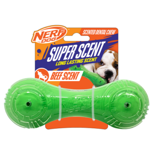 Nerf Dog Super Scent Meat Barbell Interactive Toy for Dogs (Green)
